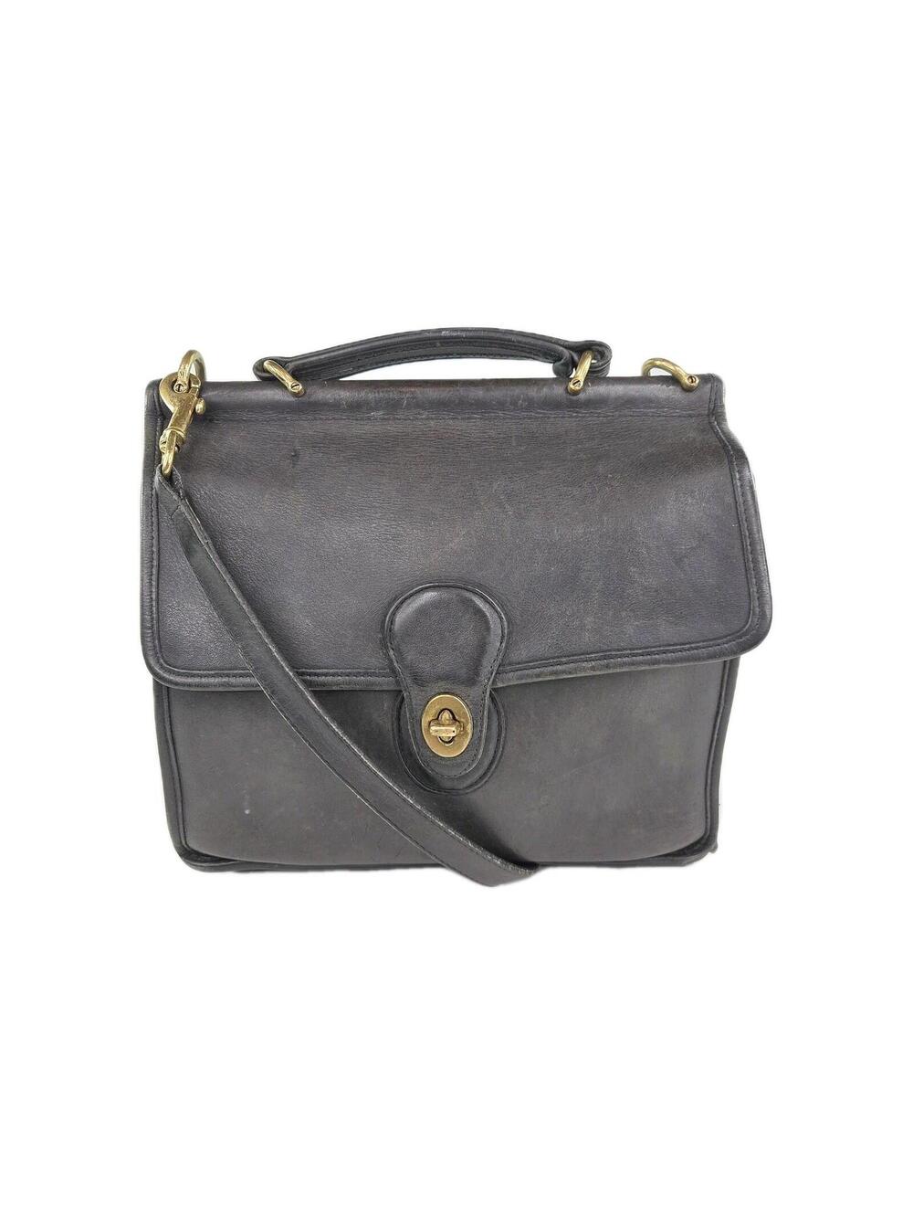 COACH Willis 9927 Vintage Black Leather Messenger Shoulder Crossbody Bag